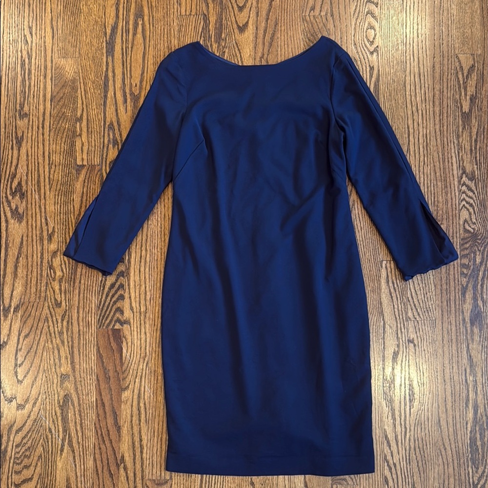 Banana Republic Navy Blue 3/4 Length Bell Sleeve Career Sheath Mini Dress 10P